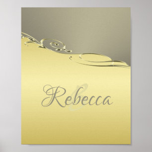 Poster Métal or de luxe décoratif sur or et argent