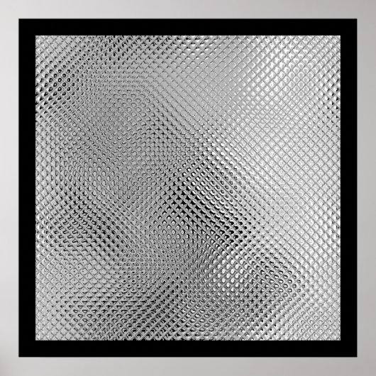 Poster Métal Réfléchissant Argent Abstrait Noir (Devant)