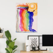 Poster Métamorphose Rainbow Woman Aquarelle Peinture (Bureau à domicile)