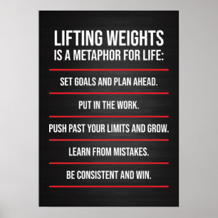 Poster Métaphore des poids de levage - Motivation de l'en