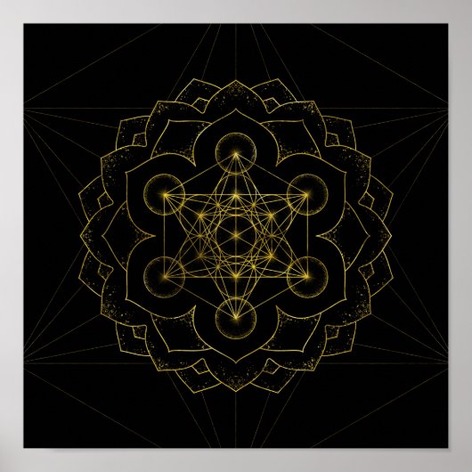 Poster Métatron's Cube in lotus Sacred Geometry (Devant)