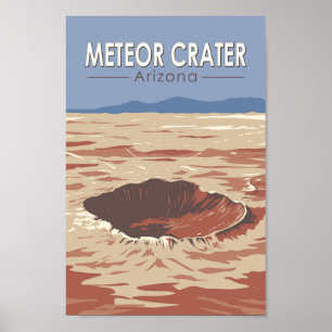 Poster Meteor Crater Arizona Travel Art Vintage
