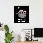 Poster Meteor Douche Funny Science Pun Dark BG (Bureau à domicile)