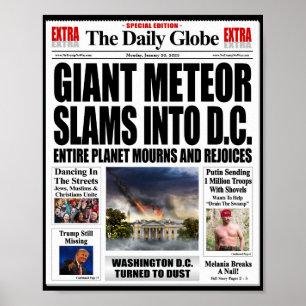 Poster Meteor géant Slams DC - Funny Anti Trump Fake News