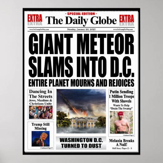 Poster Meteor géant Slams DC - Funny Anti Trump Fake News (Devant)