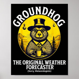 Poster Météorologie drôle de marmotte Jour de la marmotte