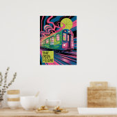 Poster Métro de NYC Style Psychedelique de Train MTA Art (Cuisine)