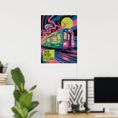Poster Métro de NYC Style Psychedelique de Train MTA Art (Bureau à domicile)
