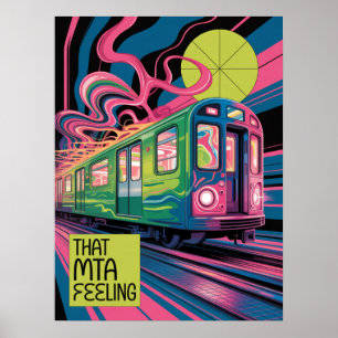 Poster Métro de NYC Style Psychedelique de Train MTA Art