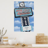 Poster Metro Diner sur la Route 66 Retro Neon Imprimer (Cuisine)