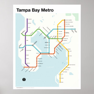 Poster Métro Tampa Bay - Carte du métro Imaginaire, Tampa