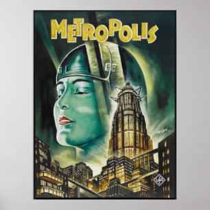 Poster METROPOLIS Fritz Lang Sci-Fi Drama 1927 Vieux film
