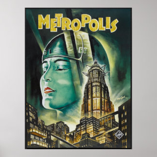 Poster METROPOLIS Fritz Lang Sci-Fi Drama 1927 Vieux film