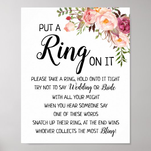Poster Mettez une bague sur elle mariage de douche nuptia (Devant)