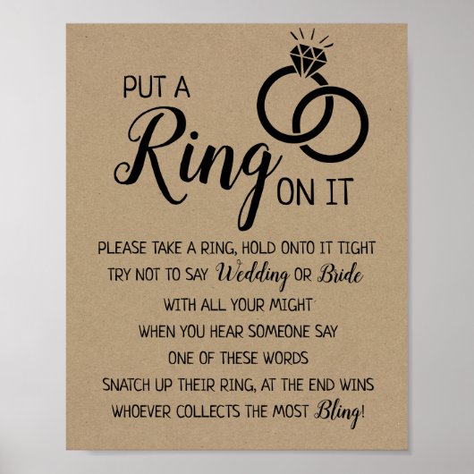 Poster Mettez une bague sur elle mariage de douche nuptia (Devant)