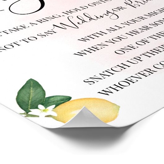 Poster Mettez une bague sur les citrons rose jeu de Baby (Coin)