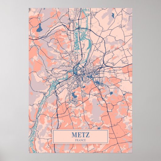 Poster Metz - France Breezy Plan de la ville (Devant)