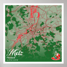 Metz - France - Carte de la ville de Noël