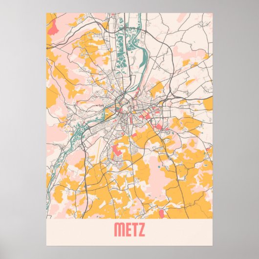 Poster Metz - France Chalk City Map (Devant)