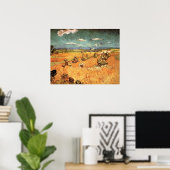 Poster Meules avec moissonneuse de Vincent van Gogh (Bureau à domicile)
