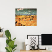 Poster Meules avec moissonneuse de Vincent van Gogh (Bureau à domicile)