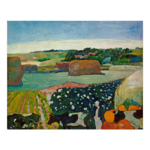 Poster Meules de foin de Paul Gauguin   en Bretagne, 1890