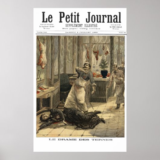 Poster Meurtre à la Boucherie - 1892 tirage de journaux f (Devant)