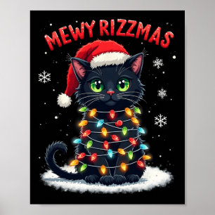 Poster Mewy Rizzmas Drôle Père Noël Cat Mewing Joke Rizz 