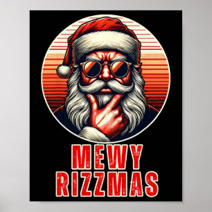 Poster Mewy Rizzmas Drôle Père Noël Mewing Joke Rizz Mens