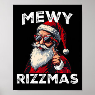 Poster Mewy Rizzmas Drôle Père Noël Mewing Joke Rizz Mens