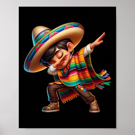 Poster Mexicain Boy Dabbing Poncho Cinco De Mayo 2 (Devant)