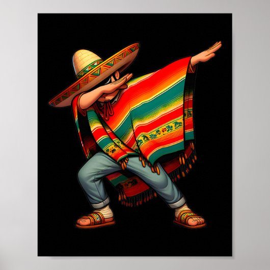 Poster Mexicain Boy Dabbing Poncho Cinco De Mayo 4 (Devant)