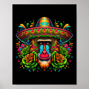 Poster Mexicain Cinco De Mayo Fêtons Baboon Mo