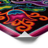 Poster mexicain huichol - Chasseur et cerf (Coin)