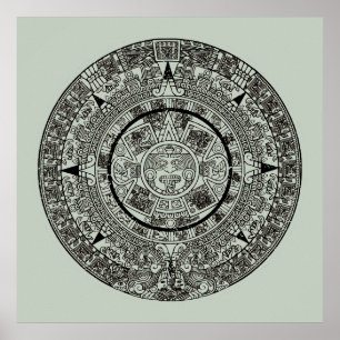Poster Mexicaine Aztec Sun Stone Maya Calendrier 1