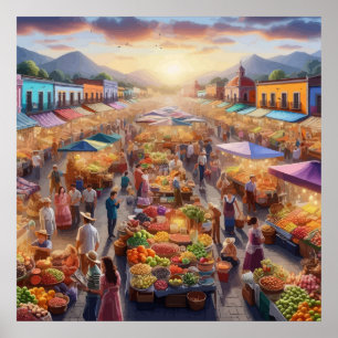Poster Mexicains Agriculteurs Marché de l'art Abstrait