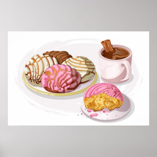 Poster Mexican Conchas Pan Dulce & Hot Chocolate Kitchen  (Devant)