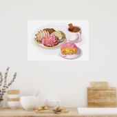 Poster Mexican Conchas Pan Dulce & Hot Chocolate Kitchen  (Cuisine)
