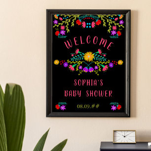 Poster Mexican Fiesta Floral Baby Shower Welcome