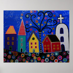 POSTER MEXICAN PUEBLO TOWN PRISARTS PAINTING