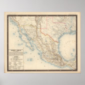 Poster Mexico and Texas Map (Devant)