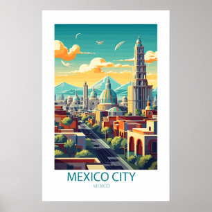Poster Mexico City Mexique Lieu de voyage célèbres