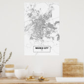 Poster Mexico, Mexique (noir sur blanc) (Cuisine)