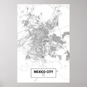 Poster Mexico, Mexique (noir sur blanc)