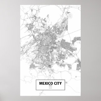 Poster Mexico, Mexique (noir sur blanc)