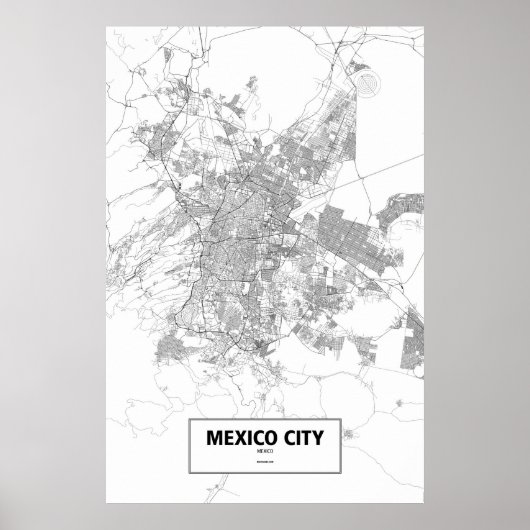 Poster Mexico, Mexique (noir sur blanc) (Devant)