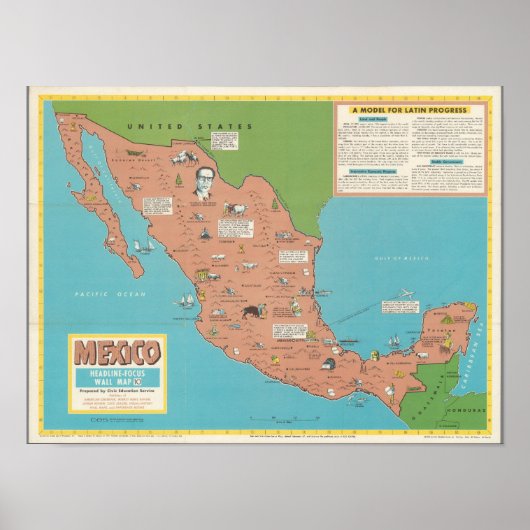 Poster Mexico : Wall Map (Devant)