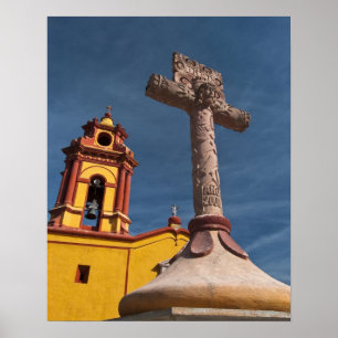 Poster Mexique, Bernal. Vue de l'Iglesia de San Sebastian