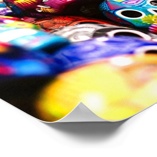 Poster Mexique crâne brillant coloré (Coin)