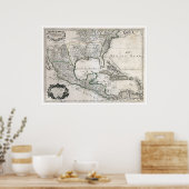 Poster Mexique Cuba Floride & Amérique Carte 1703 (Cuisine)